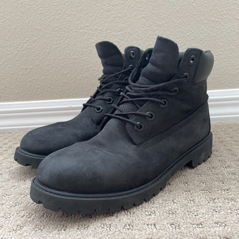 Timberland 12907 6-Inch Classic Boots‎ Kids 7 Black Leather WATERPROOF Primaloft